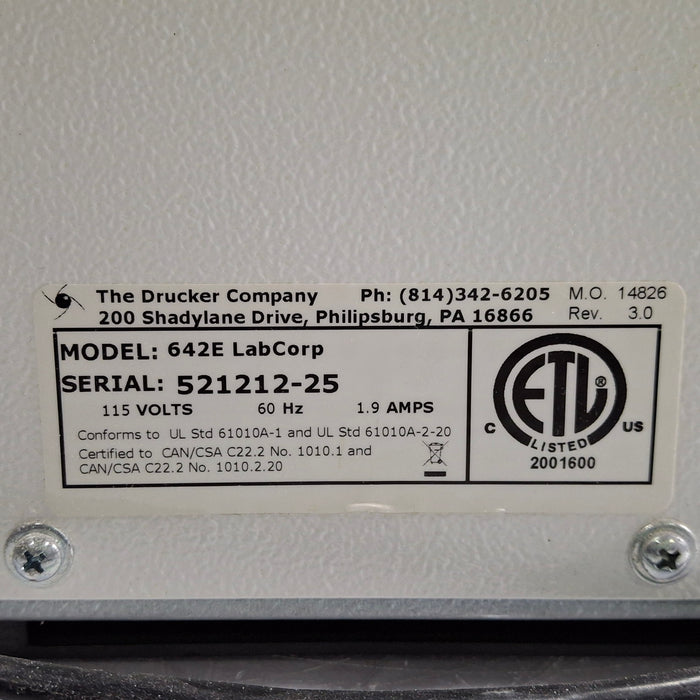 Drucker Diagnostics LabCorp 642E Centrifuge