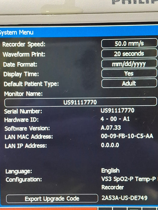Philips Suresigns VS3 Vital Signs Monitor