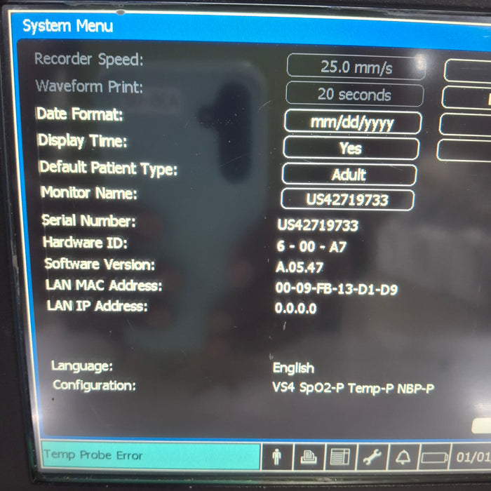 Philips SureSigns VS4 Vital Signs Monitor