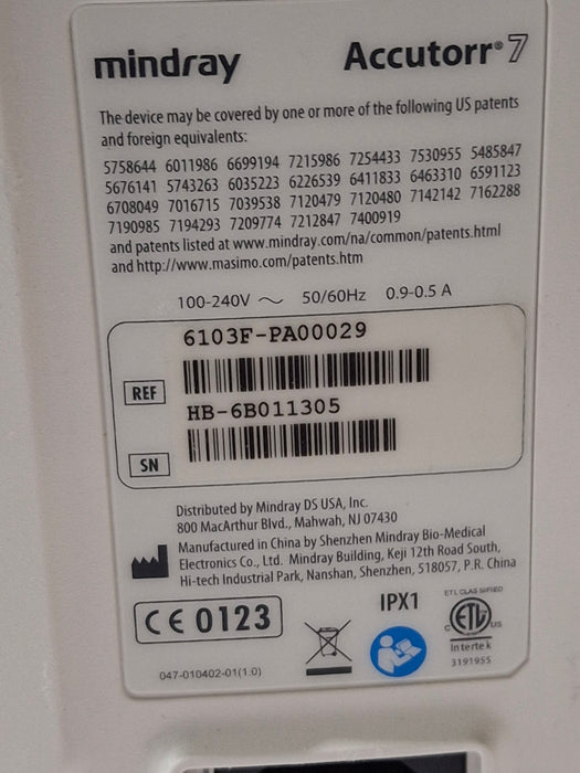Mindray Accutorr 7 Vital Signs Monitor