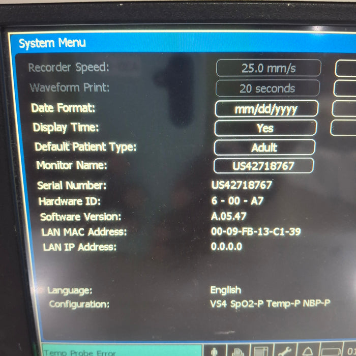 Philips SureSigns VS4 Vital Signs Monitor