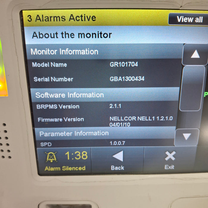 Covidien GR101704 Bedside Respiratory Patient Monitoring System