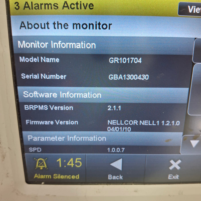 Covidien GR101704 Bedside Respiratory Patient Monitoring System