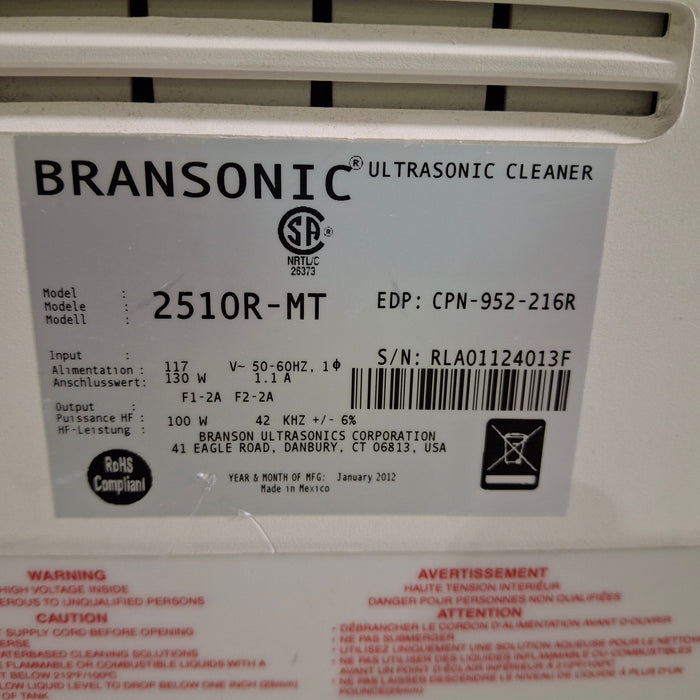 Branson Ultrasonics 2510 Ultrasonic Bath Cleaner