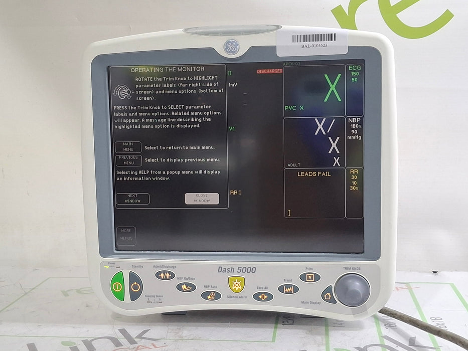 GE Healthcare Dash 5000 - Masimo SpO2 Patient Monitor