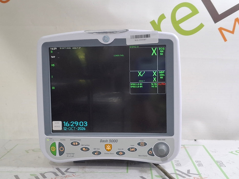 GE Healthcare Dash 5000 - Masimo SpO2 Patient Monitor