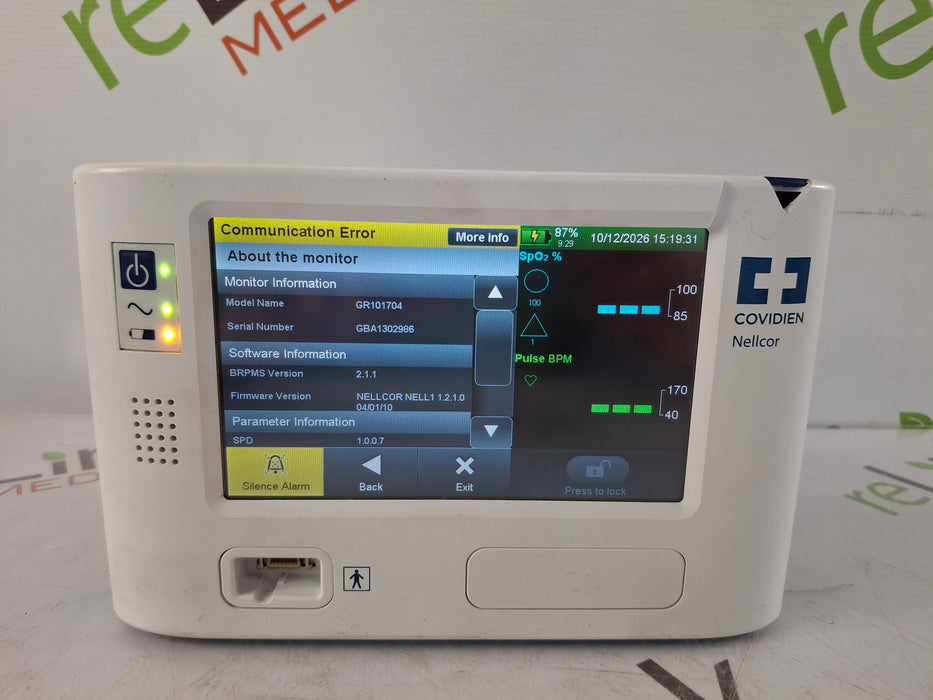 Covidien Covidien GR101704 Bedside Respiratory Patient Monitoring System Patient Monitors reLink Online