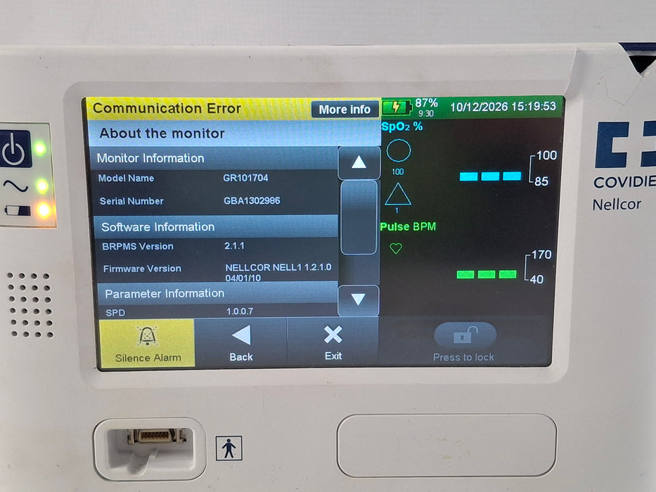 Covidien Covidien GR101704 Bedside Respiratory Patient Monitoring System Patient Monitors reLink Online