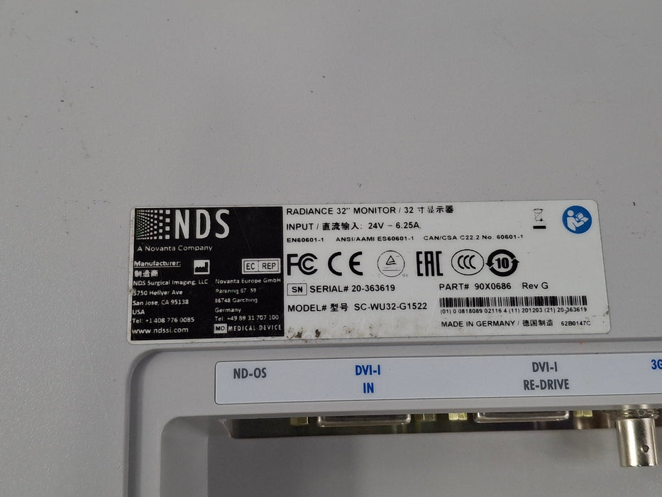 NDS Surgical Imaging NDS Surgical Imaging Radiance Ultra 32" SC-WU32-G1522 Monitor Surgical Equipment reLink Online