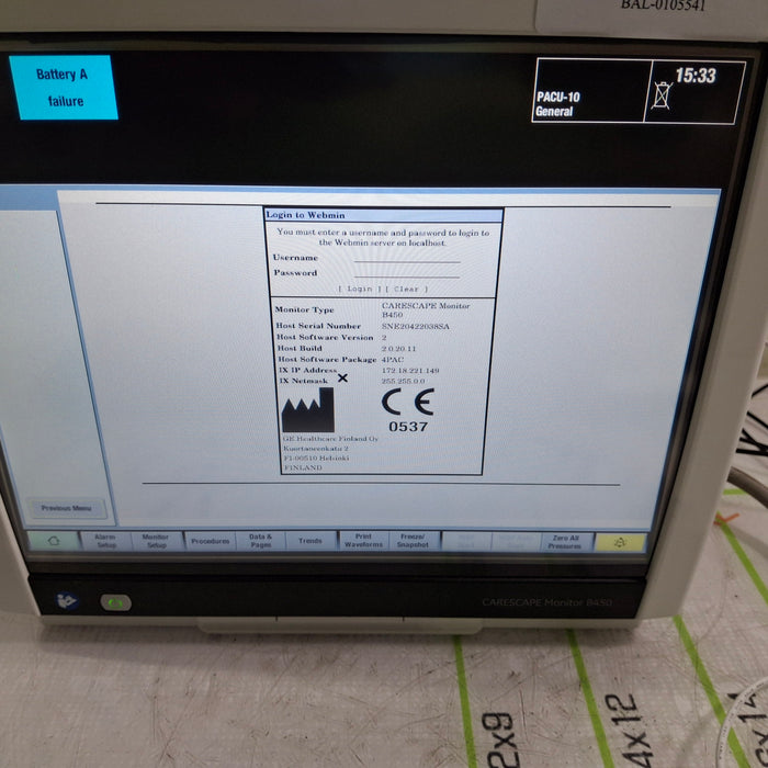 GE Healthcare GE Healthcare Carescape B450 Critical Care Patient Monitor Patient Monitors reLink Online