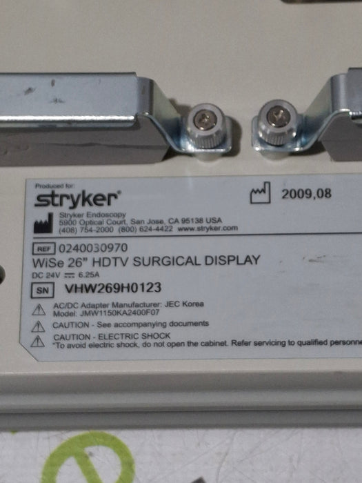 Stryker WiSe 26" HDTV Surgical Display 240-030-960 Monitor
