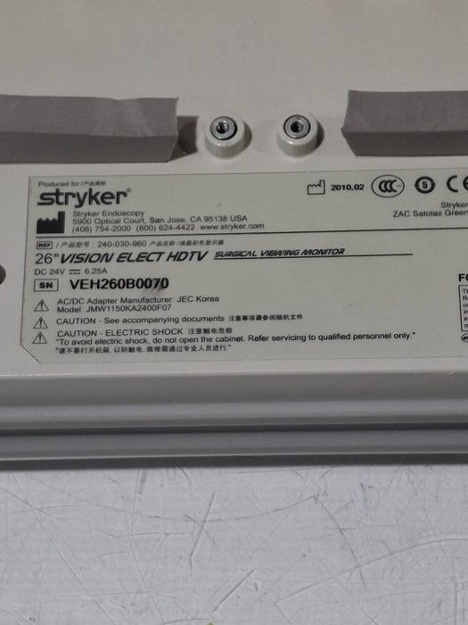Stryker Stryker WiSe 26" HDTV Surgical Display 240-030-960 Monitor Rigid Endoscopy reLink Online