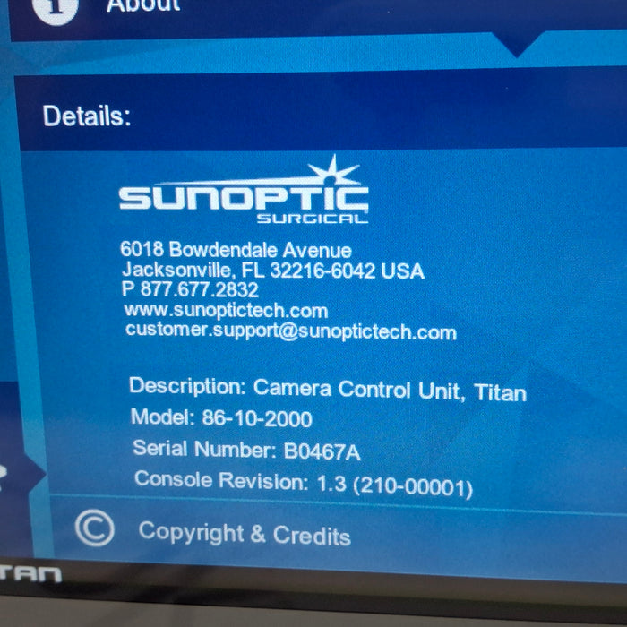Sunoptics Surgical Titan HD Camera Control Unit