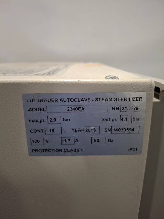 Tuttnauer Tuttnauer 2340EA Autoclave Sterilizers & Autoclaves reLink Online