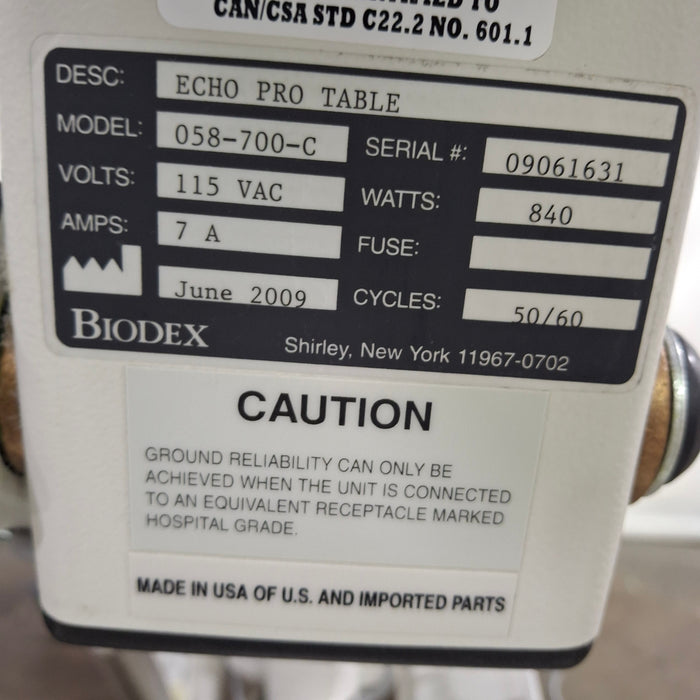 Biodex 058-700 Echo Pro Table