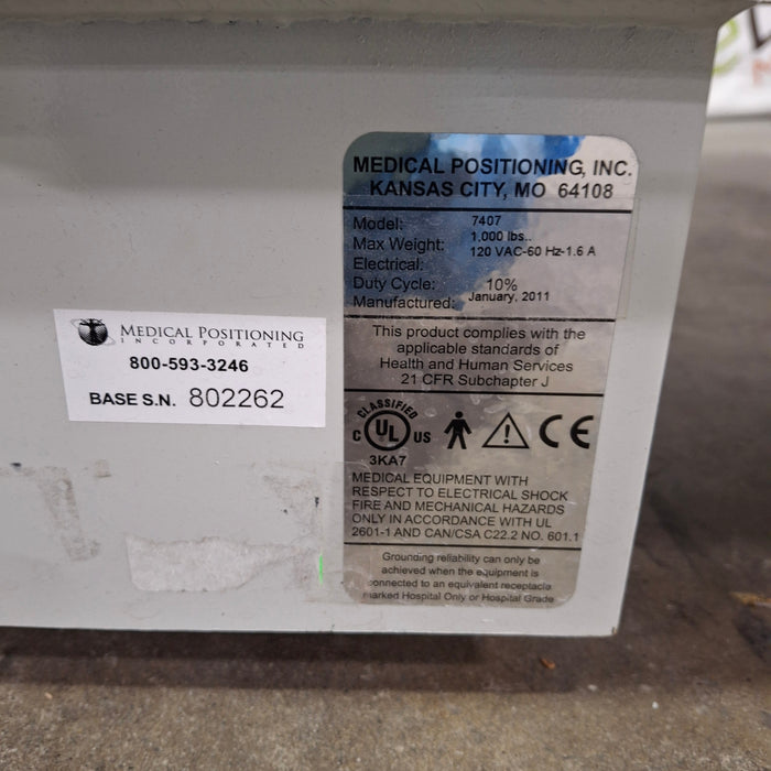 Medical Positioning, Inc. 7407 Ultrasound Table