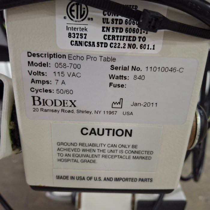 Biodex 058-700 Echo Pro Table