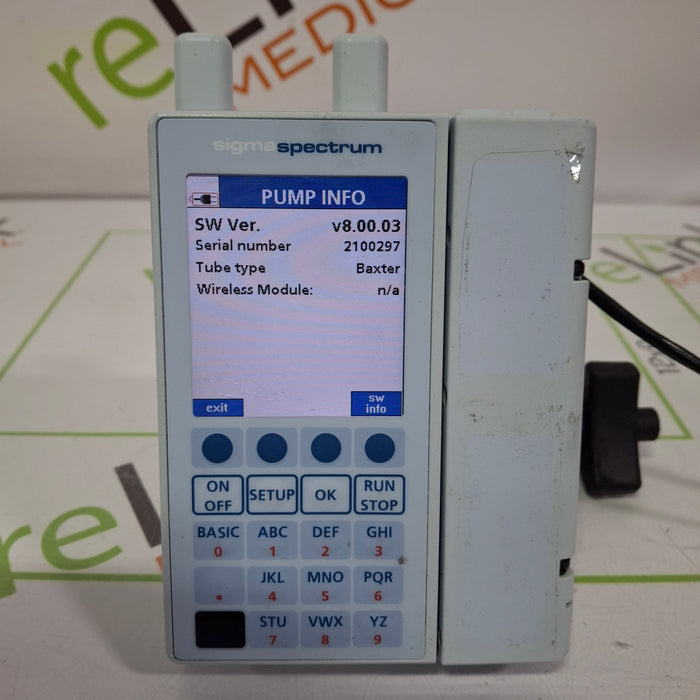 Baxter Sigma Spectrum 8.00.03 w/ A/B/G/N Battery Infusion Pump