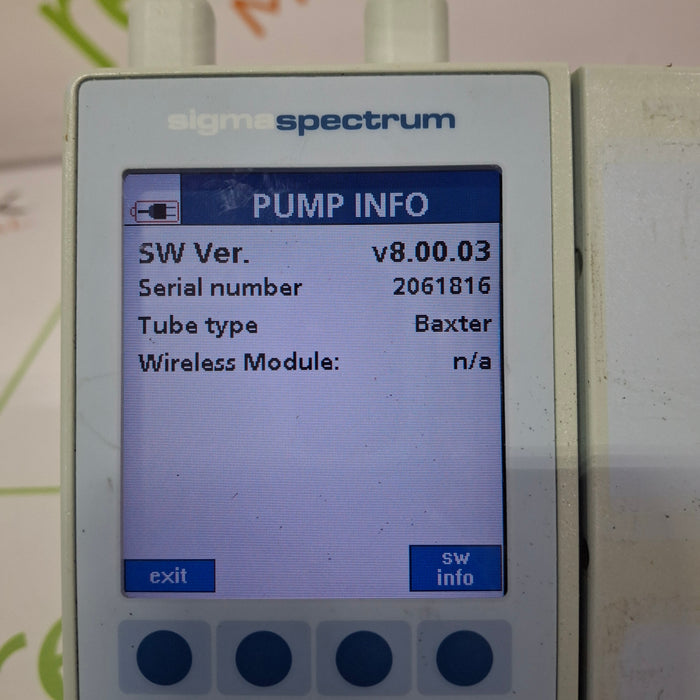 Baxter Sigma Spectrum 8.00.03 w/ A/B/G/N Battery Infusion Pump