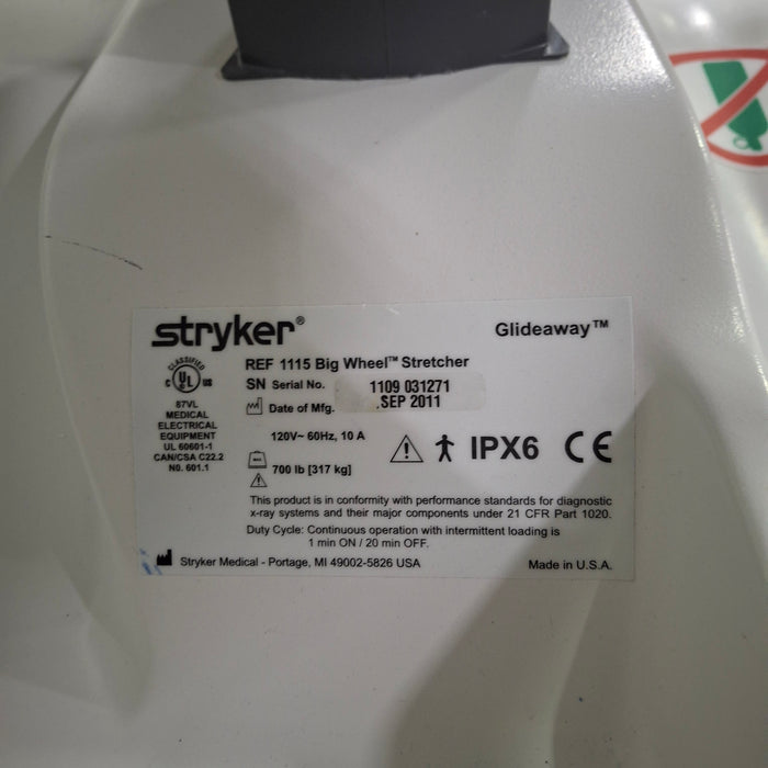 Stryker 1115 Big Wheel Glideaway Stretcher