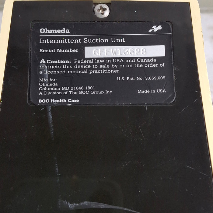 Ohmeda Medical 200 Intermittent Suction Unit