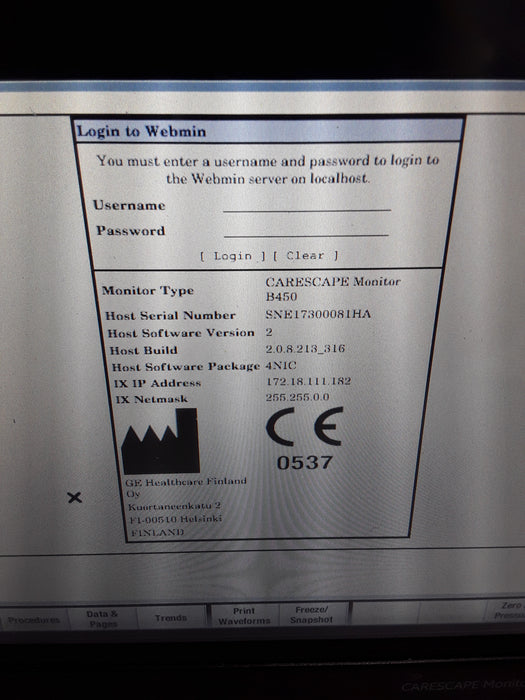 GE Healthcare Carescape B450 Neonatal Care Patient Monitor