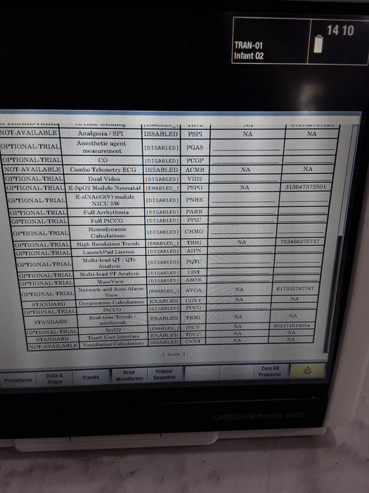 GE Healthcare Carescape B450 Neonatal Care Patient Monitor