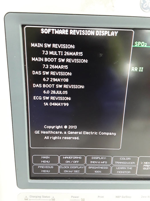 GE Healthcare Dash 4000 - Masimo SpO2 Patient Monitor