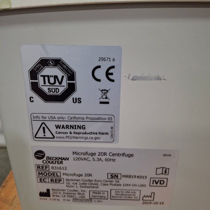 Beckman Coulter Microfuge 20R Centrifuge