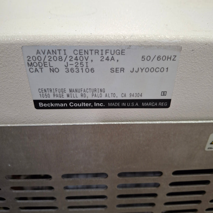 Beckman Coulter Avanti J-25i High Speed Refrigerated Centrifuge