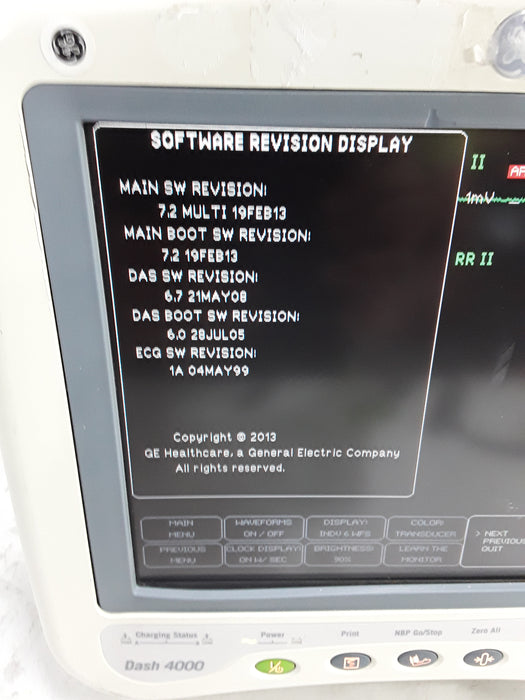 GE Healthcare Dash 4000 - Masimo SpO2 Patient Monitor