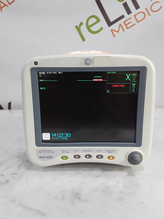 GE Healthcare Dash 4000 - Masimo SpO2 Patient Monitor