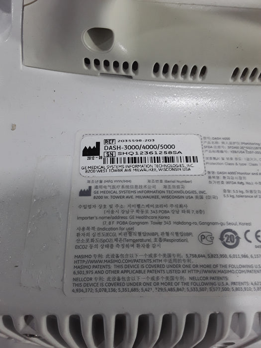 GE Healthcare Dash 4000 - GE/Nellcor SpO2 Patient Monitor