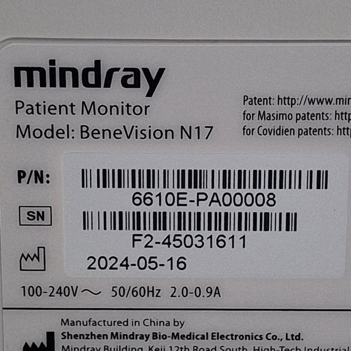 Mindray Benevision N17 Patient Monitor