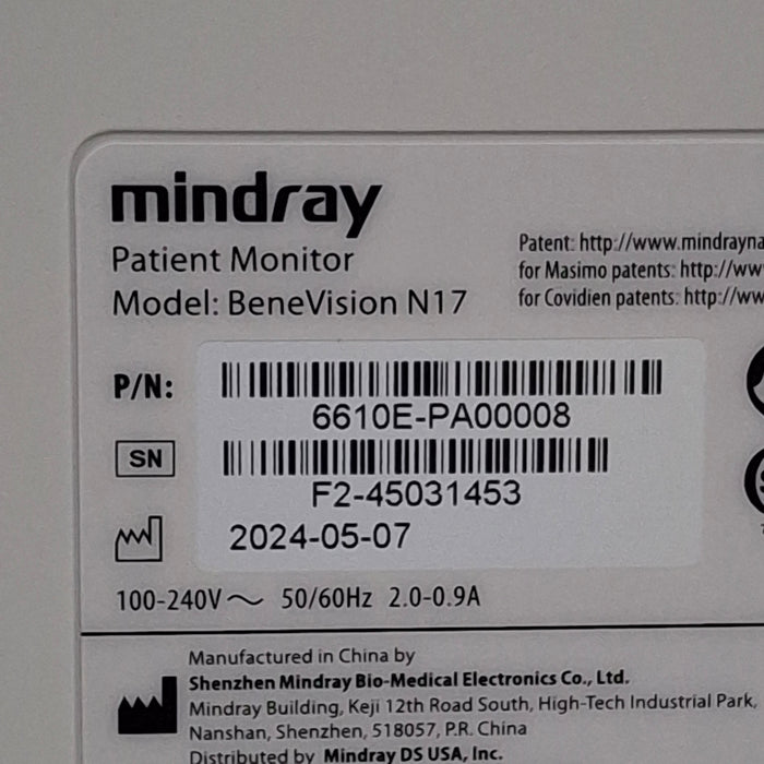 Mindray Benevision N17 Patient Monitor