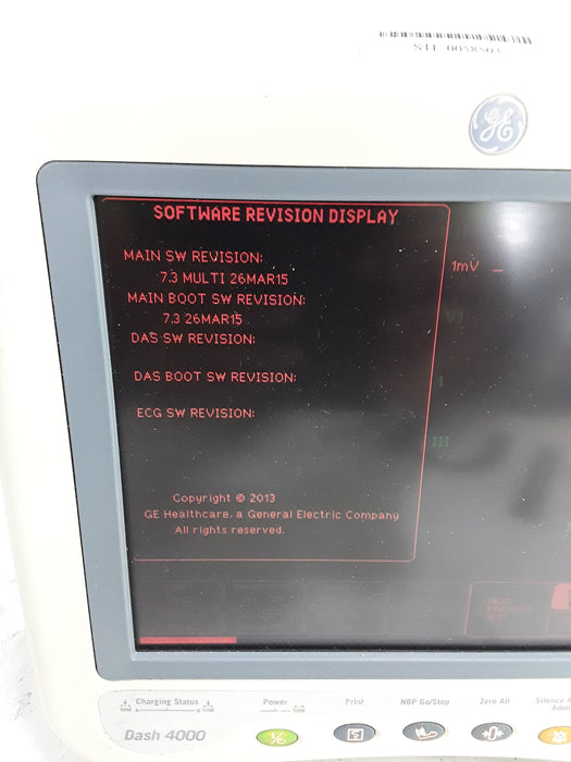 GE Healthcare Dash 4000 - Masimo SpO2 Patient Monitor