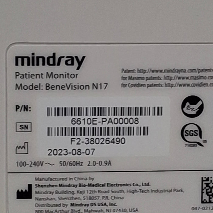 Mindray Benevision N17 Patient Monitor