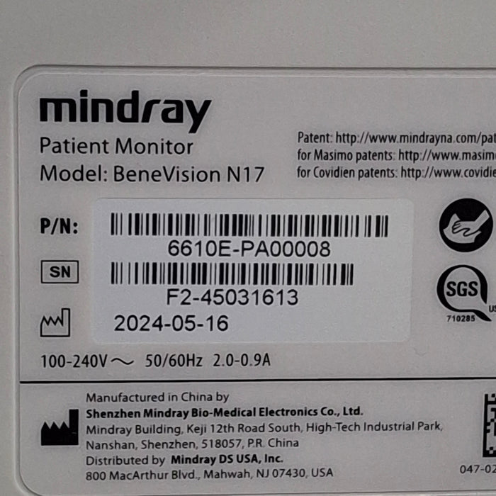 Mindray Benevision N17 Patient Monitor