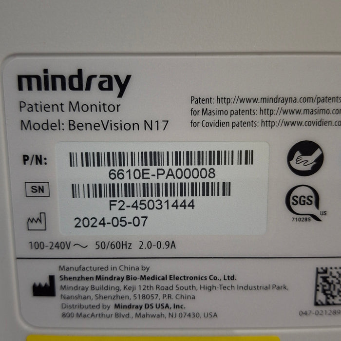 Mindray Benevision N17 Patient Monitor