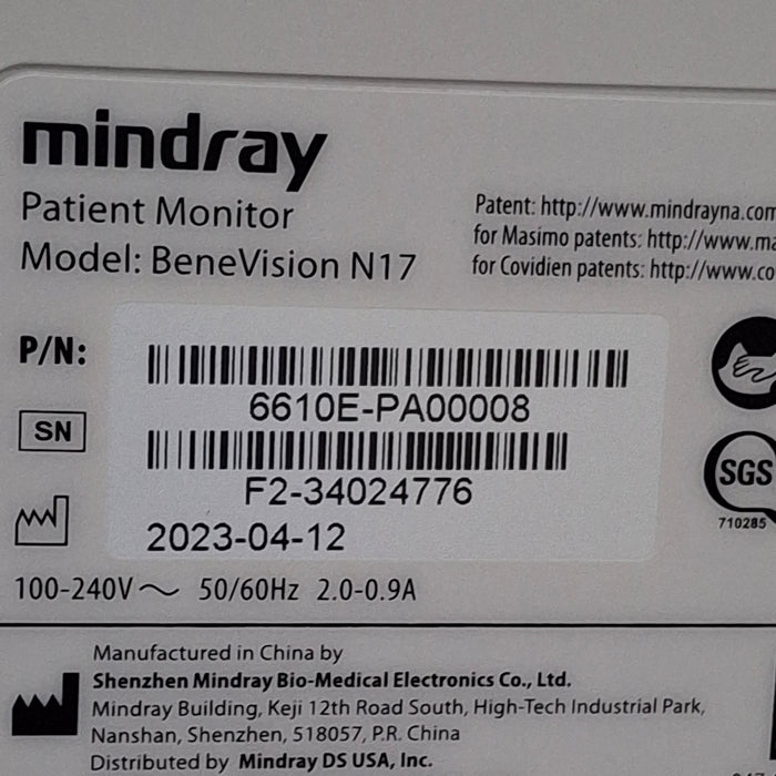 Mindray Benevision N17 Patient Monitor
