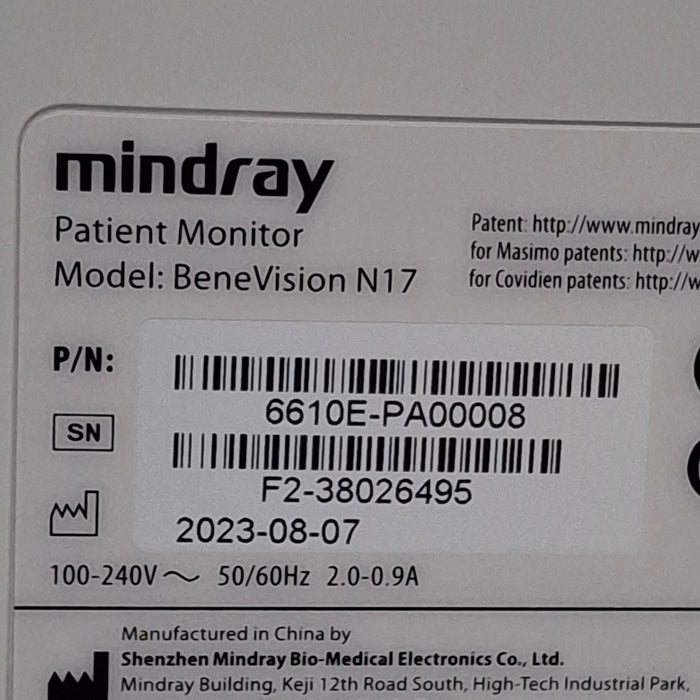 Mindray Benevision N17 Patient Monitor