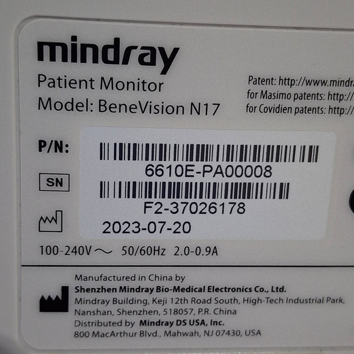 Mindray Benevision N17 Patient Monitor