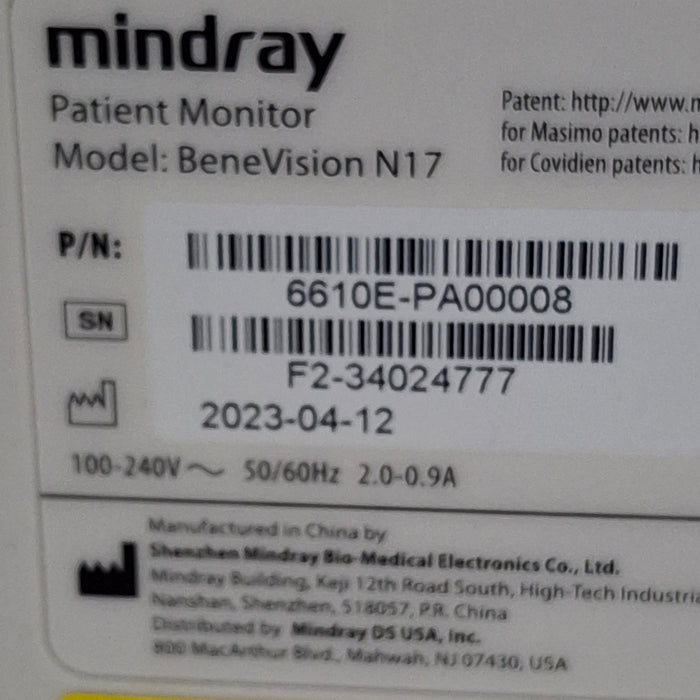 Mindray Benevision N17 Patient Monitor