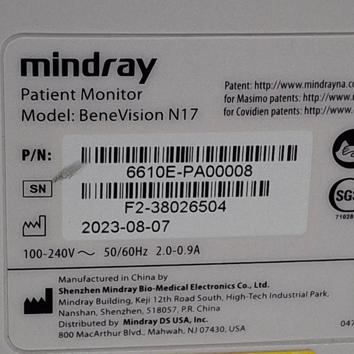 Mindray Benevision N17 Patient Monitor