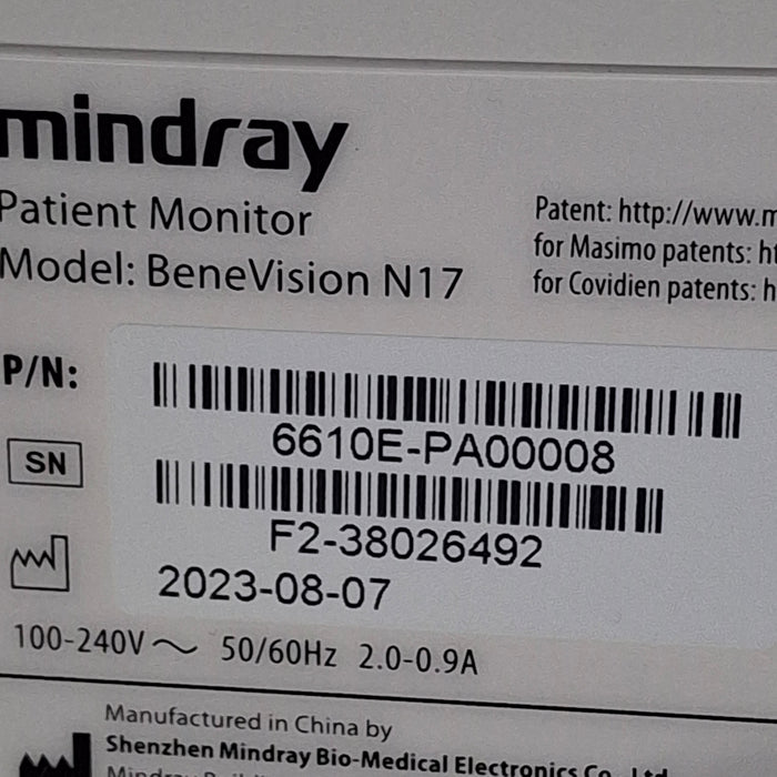 Mindray Benevision N17 Patient Monitor