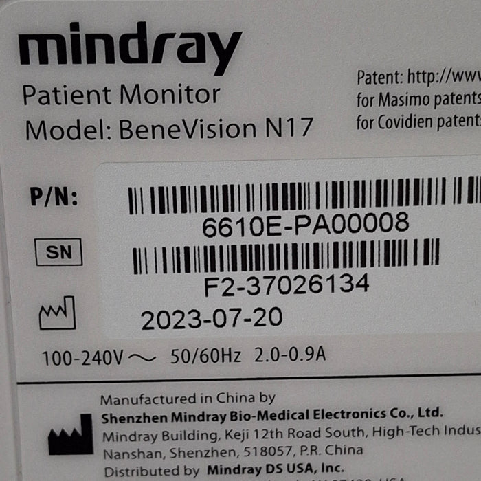 Mindray Benevision N17 Patient Monitor
