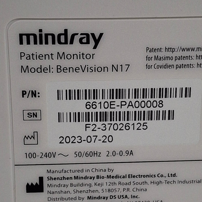 Mindray Benevision N17 Patient Monitor