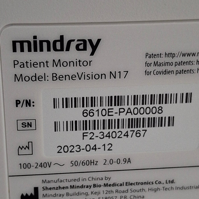Mindray Benevision N17 Patient Monitor