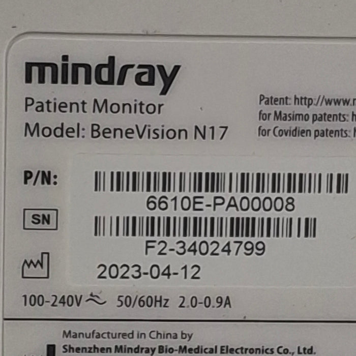 Mindray Benevision N17 Patient Monitor