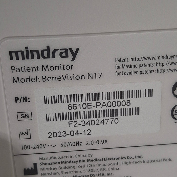 Mindray Benevision N17 Patient Monitor